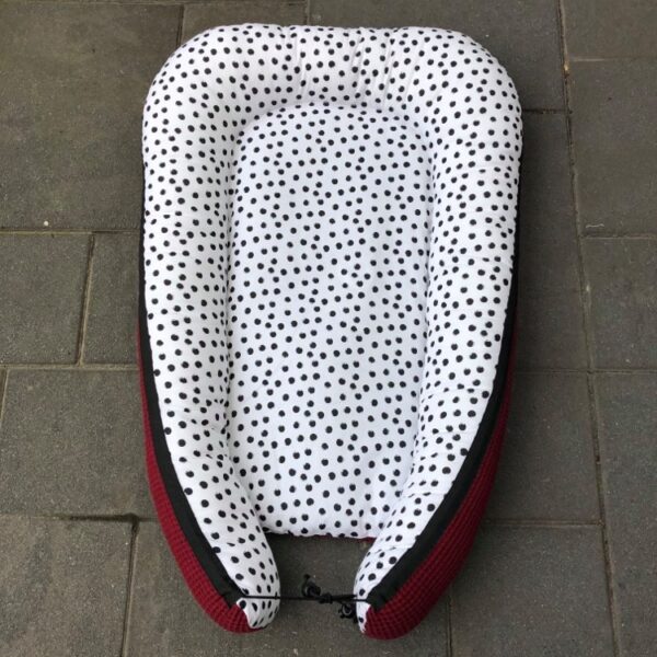 Babynestje dots bordeaux rood - Afbeelding 2