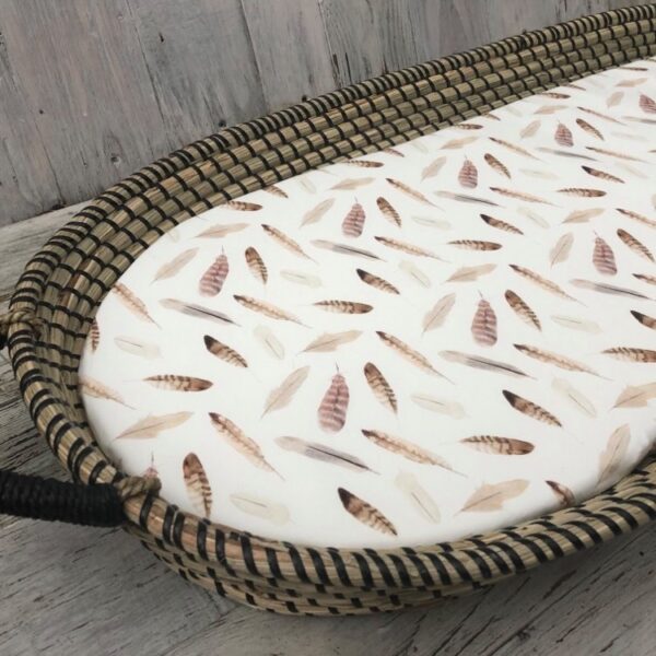 Hoeslaken verschoonmand off white met bruine veren - Afbeelding 3