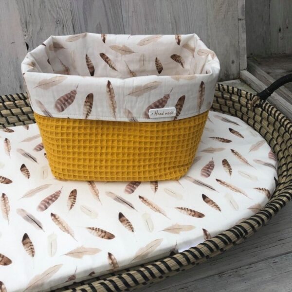 Hoeslaken verschoonmand off white met bruine veren - Afbeelding 4