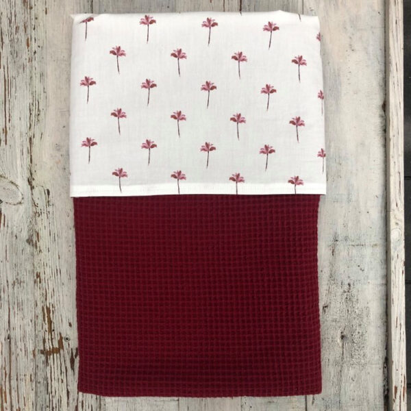 Babydeken roze palmbomen bordeaux rood
