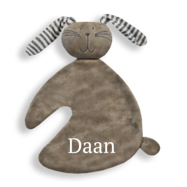 Knuffeldoekje – Met Naam –  Konijn Knuf – Grijs - Afbeelding 2