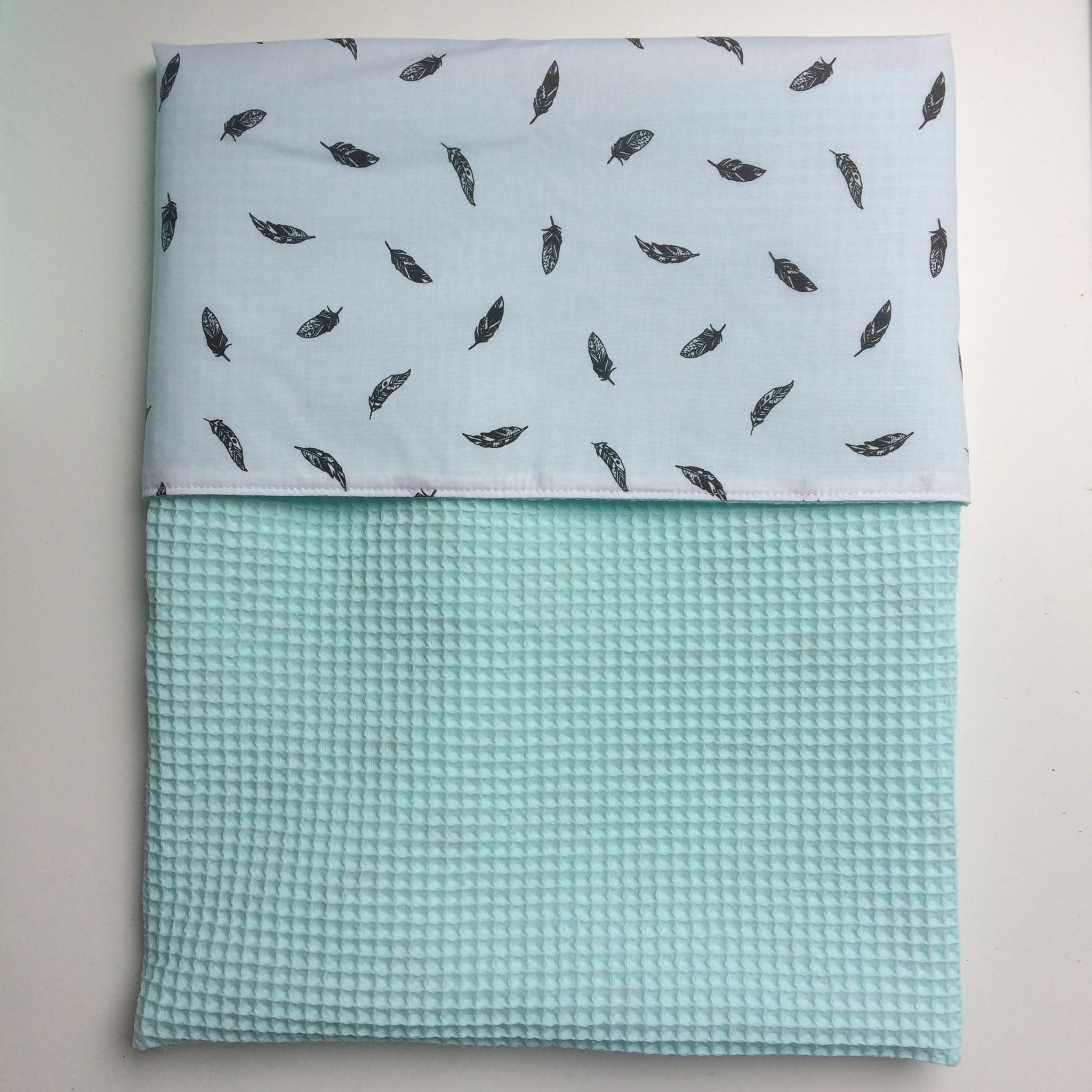 is genoeg bladzijde zingen Babydeken veren mintgroen / aqua - Lovely Stitches