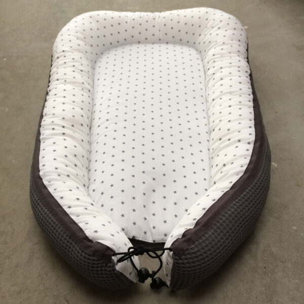 Babynestje wit met grijze sterren grijs - Afbeelding 3