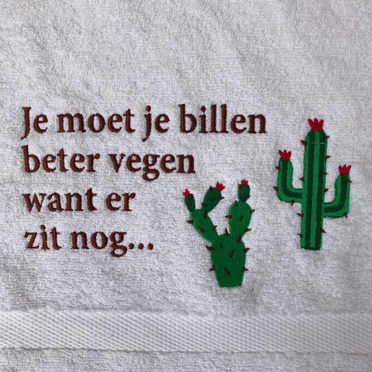 maandelijks Omleiding voering Gastendoekje - Je moet je billen beter vegen Cactussen - 50x30cm - Lovely  Stitches