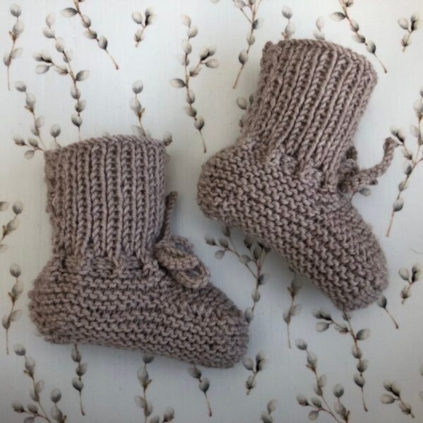 Gebreide Babyslofjes Kort Beige Merino Wol