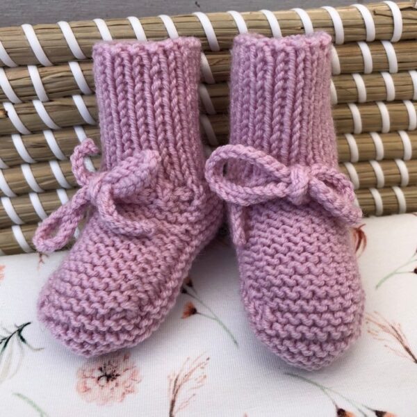 Gebreide Babyslofjes Kort Oudroze Merino Wol