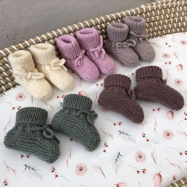 Gebreide Babyslofjes Met Omslag Off White Merino Wol - Afbeelding 3