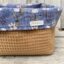 Commodemandje jeans floral met camel kleurige wafelstof - detail
