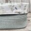 Commodemandje met grote eucalyptus en oudgroene wafelstof detail