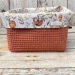 Commodemandje safari dieren met terracotta kleurige wafelstof - vooraanzicht