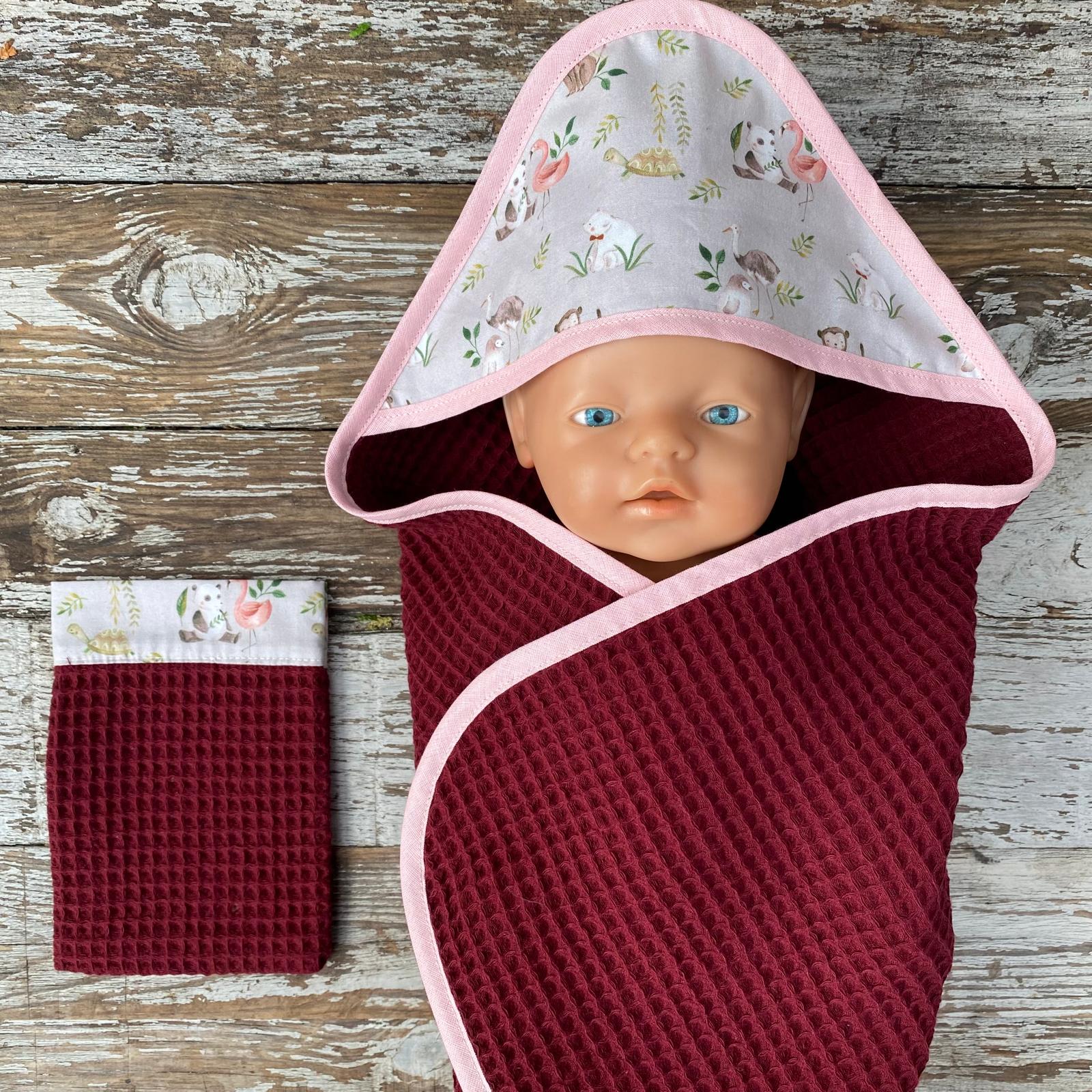 Omslagdoek + Washandje | Poppenkleertjes Maat 43 - vooraanzicht