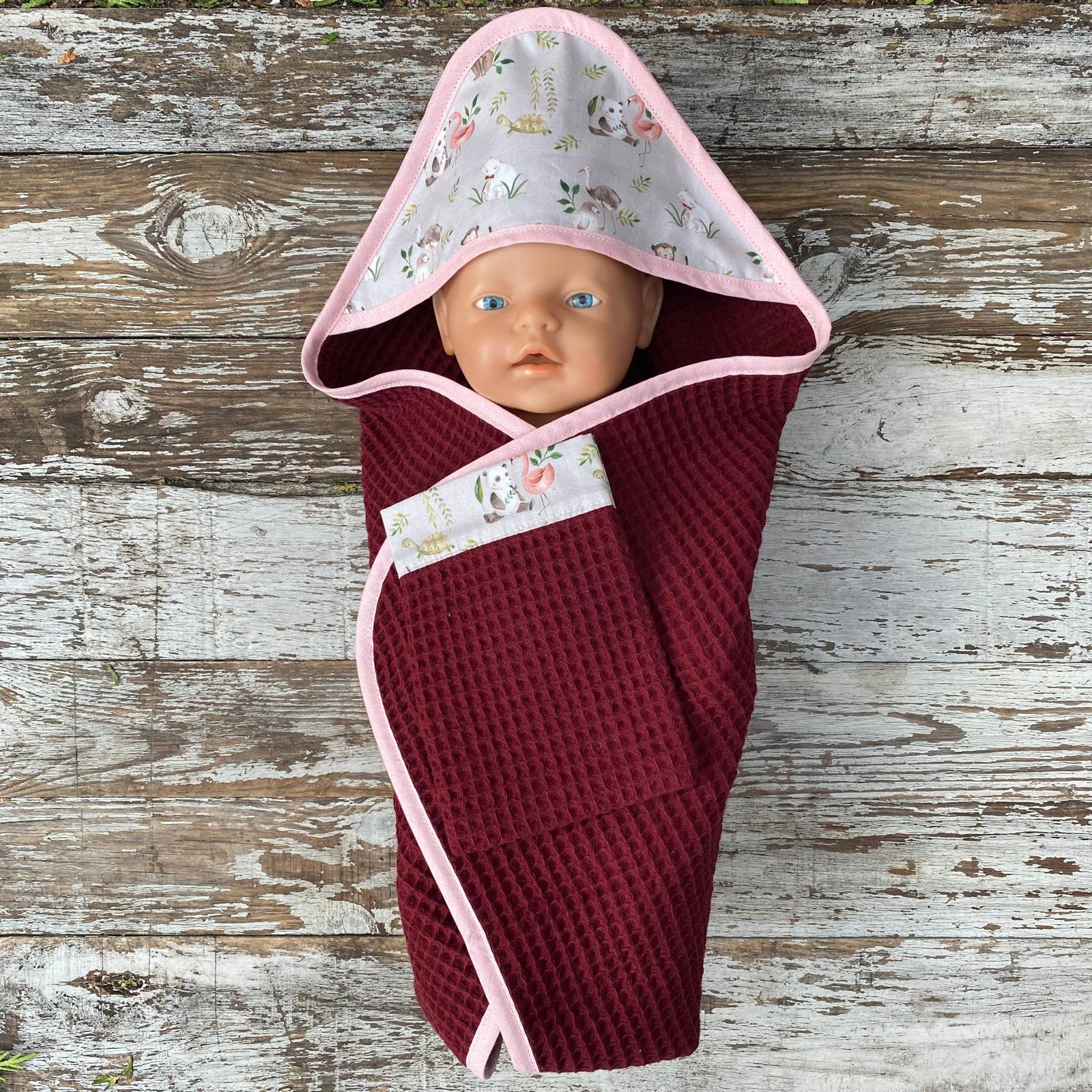 Omslagdoek + Washandje | Poppenkleertjes Maat 43 - detail