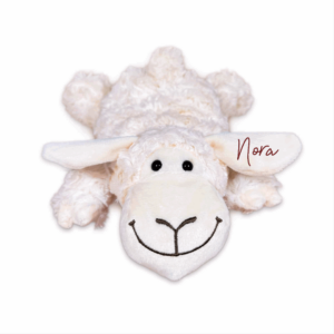 Knuffeltje schaap gepersonaliseerd met naam vooraanzicht