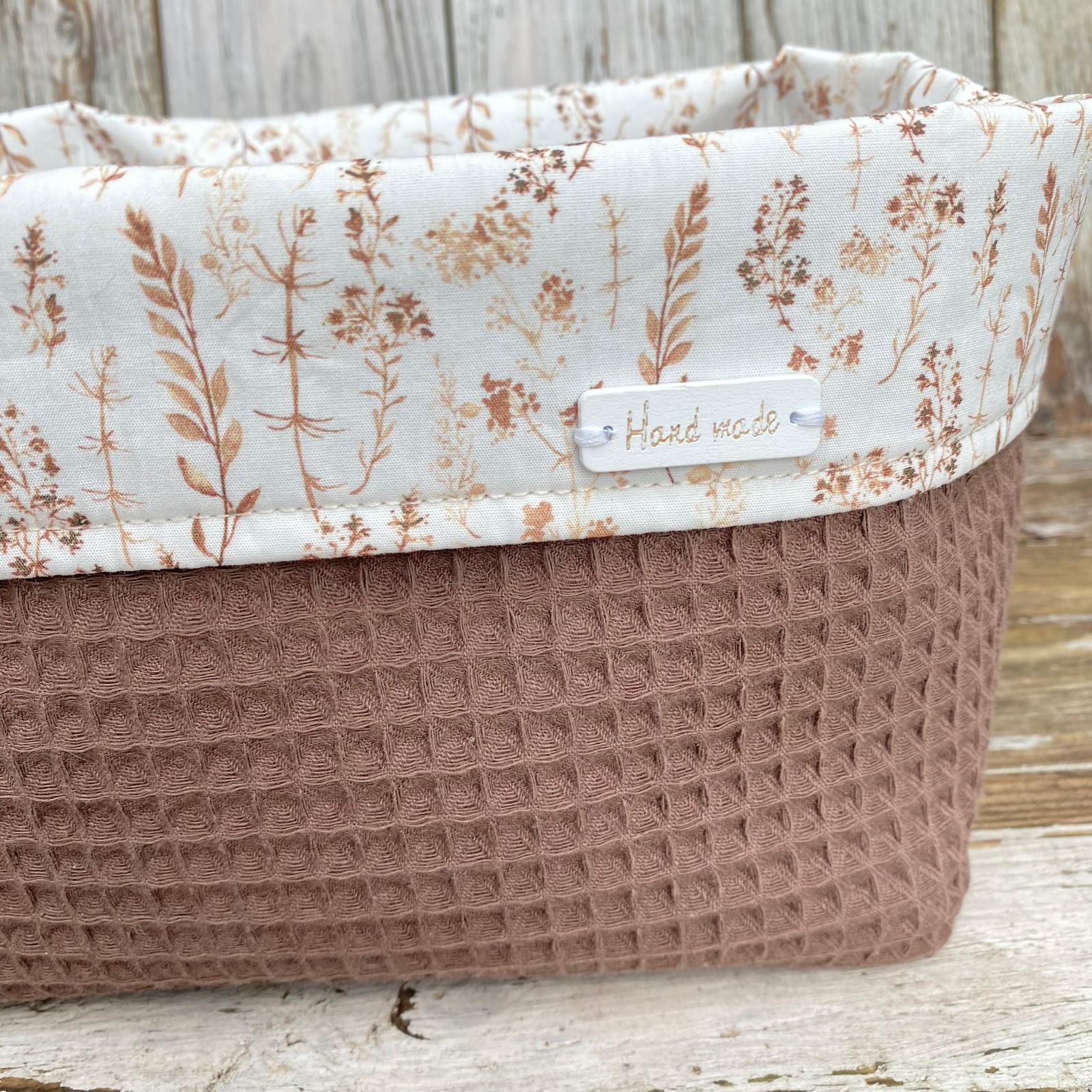 Commodemandje Droogbloemen Taupe Wafelstof - Detail